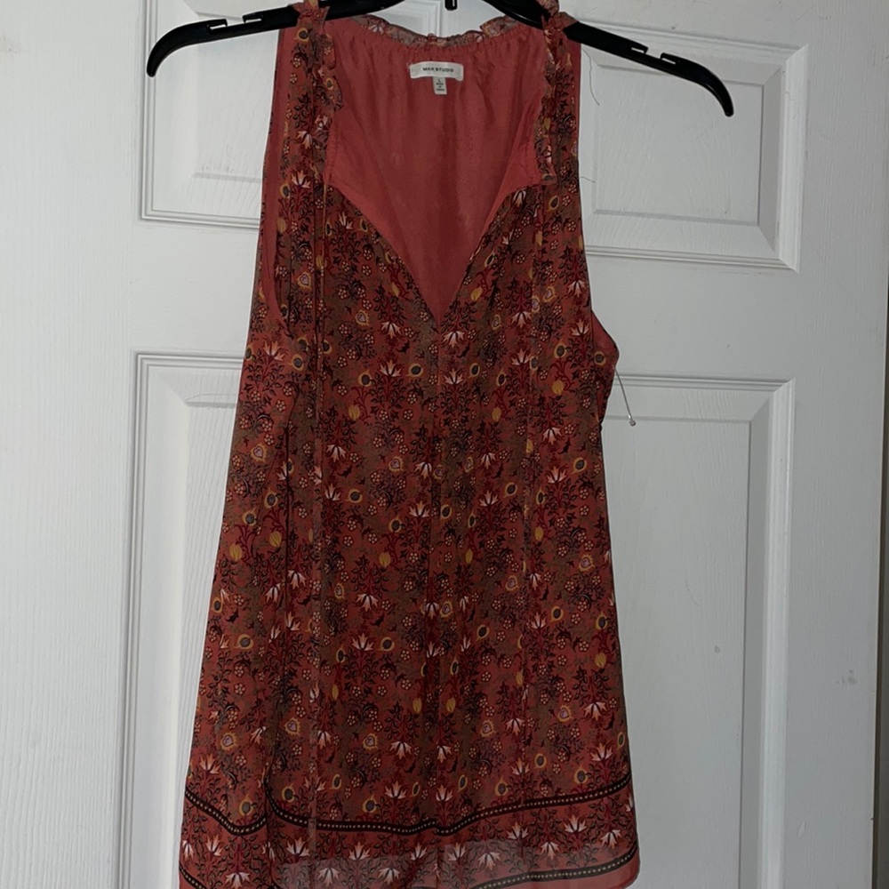 COPY - Max studio halther tie neck floral top